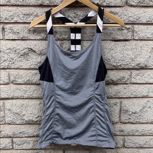 Mondetta Running Gray and Black Striped Women's Tank Top